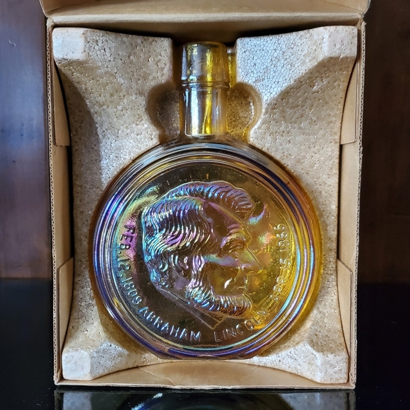 Wheaton Other - 1970 NIB Decanter Abraham Lincoln Irredescent Carnival Glass Wheaton Nuline